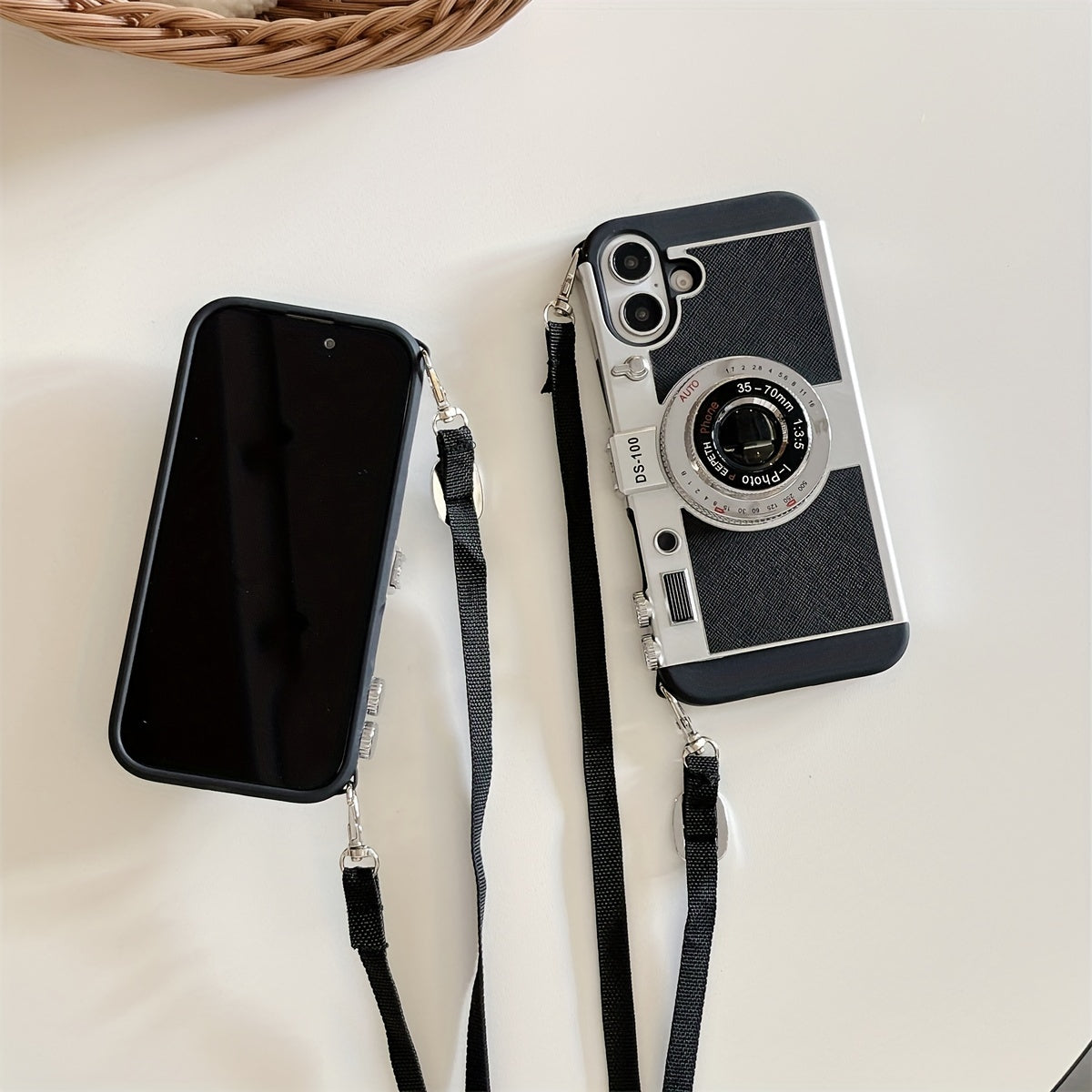 Crossbody Strap Case – 3D Camera Design, Soft TPU for iPhone