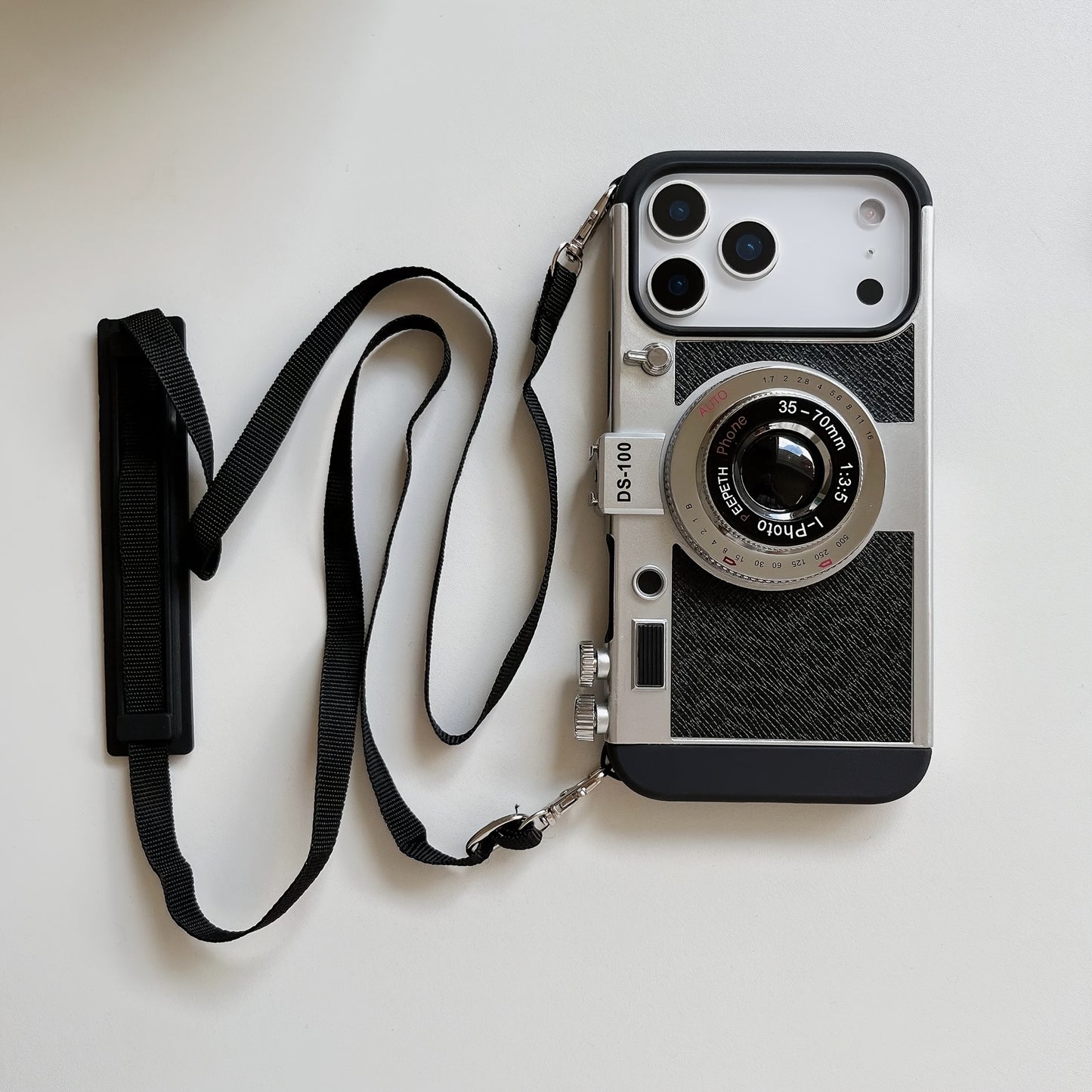 Crossbody Strap Case – 3D Camera Design, Soft TPU for iPhone