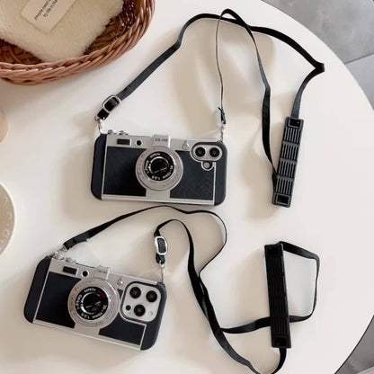 Crossbody Strap Case – 3D Camera Design, Soft TPU for iPhone