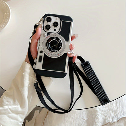 Crossbody Strap Case – 3D Camera Design, Soft TPU for iPhone