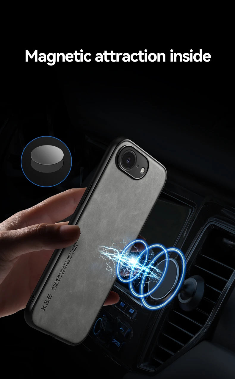 Magnetic Leather Case for iPhone 16e