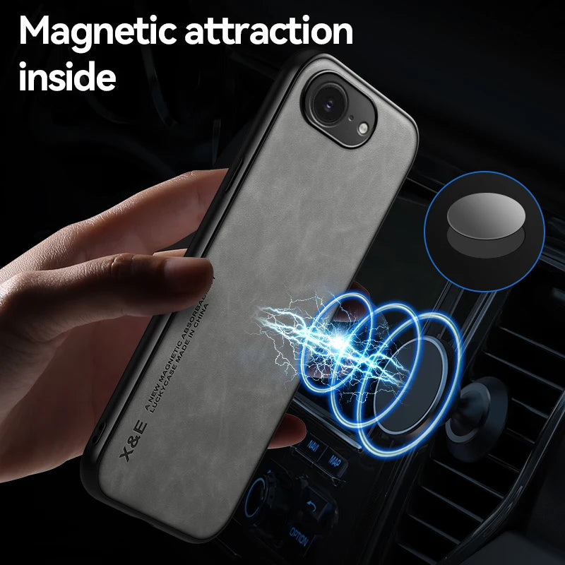 Magnetic Leather Case for iPhone 16e