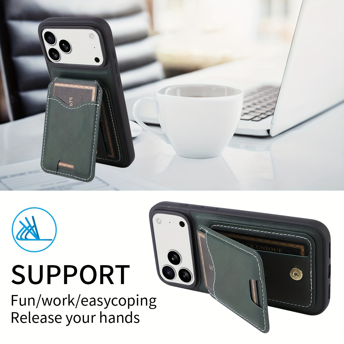 Slim TPU Case with Kickstand & Card Slot – iPhone